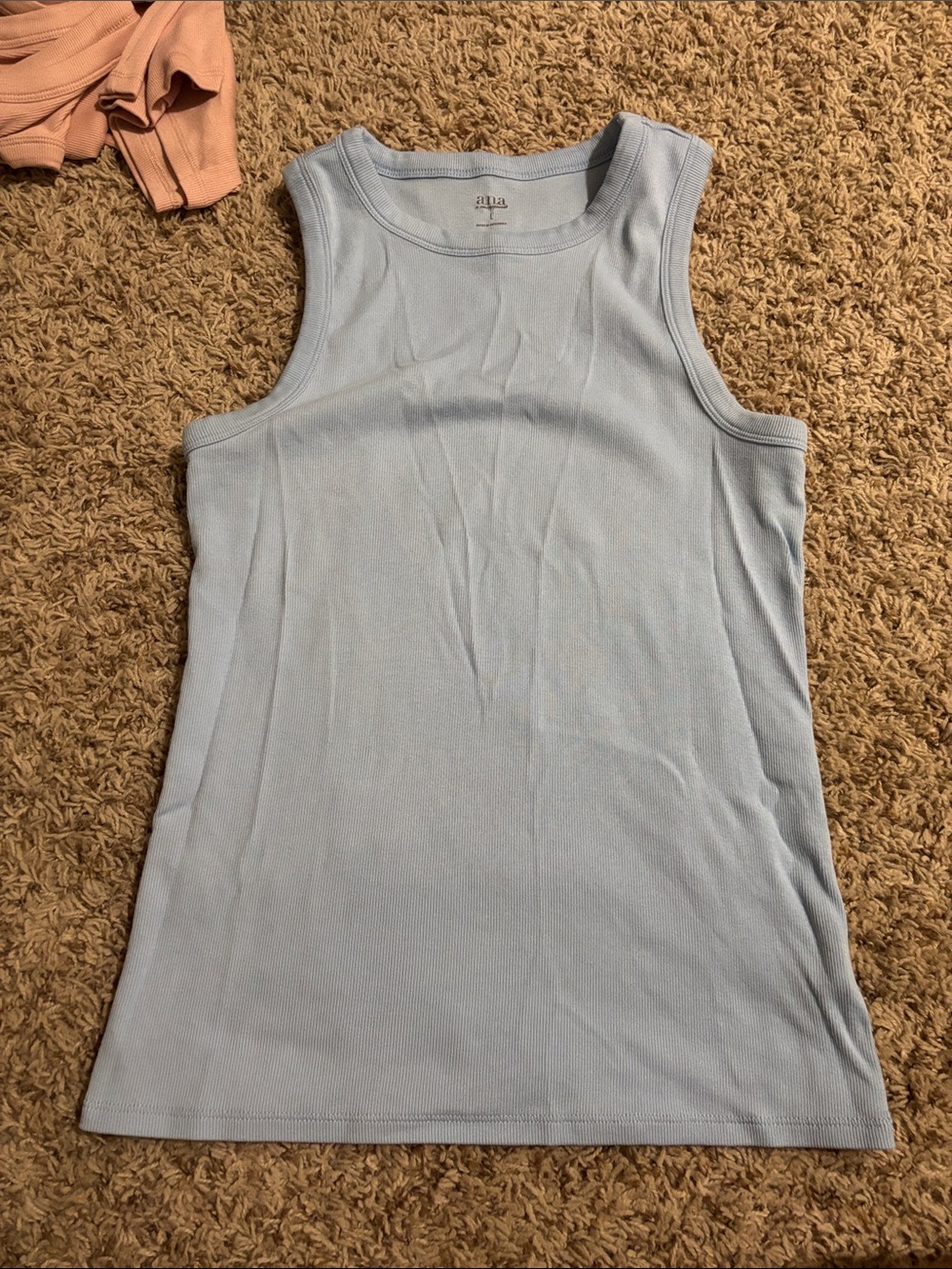 a.n.a Light Blue Ribbed Tank Top